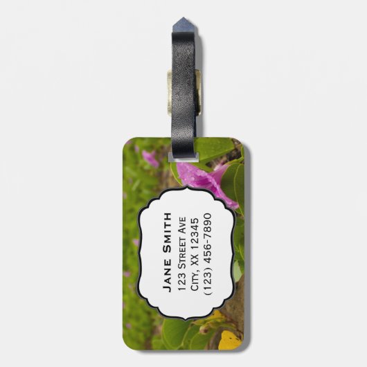 Hanalei Bay, Kauai Morning Glory Paarse Flower Bagagelabel (Achterkant verticaal)