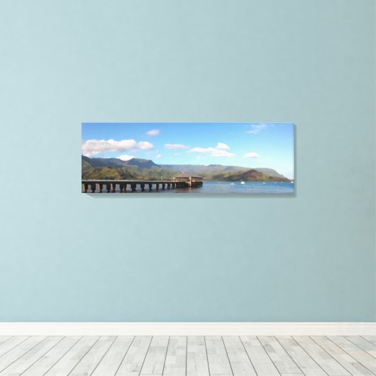 Hanalei Bay Panorama Canvas Afdruk (Insitu (Houten vloer))