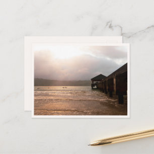 Hanalei Bay Pier bij zonsondergang Kauai Blank Briefkaart
