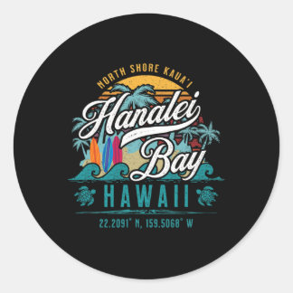 Hanalei Byy North Shore Kauai Hawaïi Retro Zon Zon Ronde Sticker