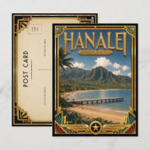 Hanalei Hawaï Vintage Art Deco Gouden Tijdperk