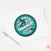 Hanalei Hawaii blauwgroen surfer logo stickers (Envelop)