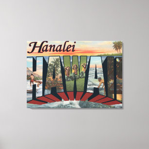 Hanalei, Hawaii - Grote letterscènes Canvas Afdruk