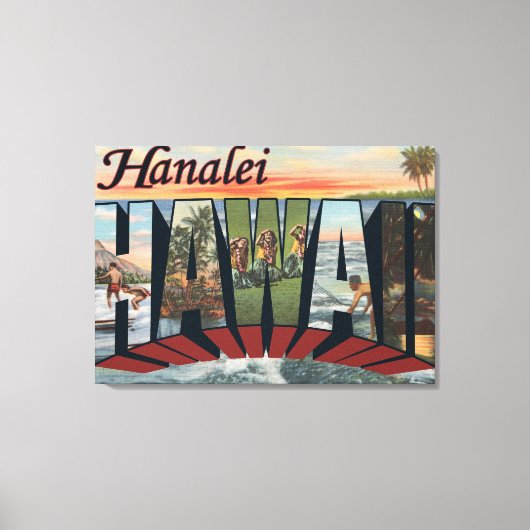 Hanalei, Hawaii - Grote letterscènes Canvas Afdruk (Voorkant)