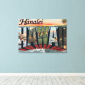 Hanalei, Hawaii - Grote letterscènes Canvas Afdruk (Insitu (Houten vloer))
