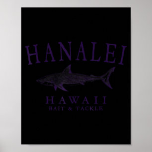 Hanalei hawaii haai vintage pruim kunst vissen  poster