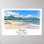 Hanalei Hawaii Poster, Aquarel, Op Maat Poster (Voorkant)