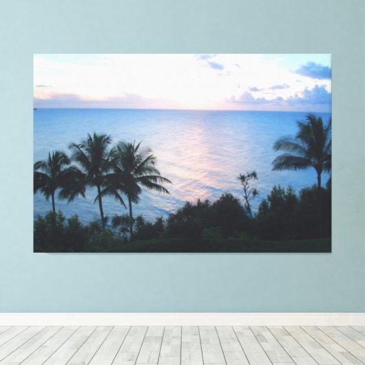 HANALEI HAWAII ZONSONDERGANG CANVASS PRINT (Insitu (Houten vloer))