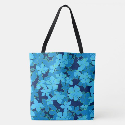 Hanalei Hawaiian Hibiscus Camo Floral Beach Bag Tote Bag (Voorkant)