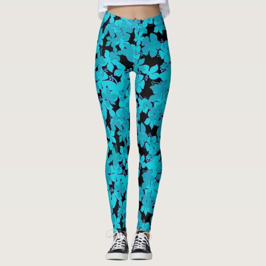 Hanalei Hawaiian Hibiscus Camo Floral Leggings (Voorkant)