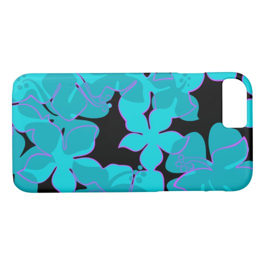 Hanalei Hawaiian Hibiscus Floral Blauwgroen Case-Mate iPhone Case (Achterkant (Horizontaal))