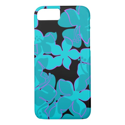 Hanalei Hawaiian Hibiscus Floral Blauwgroen Case-Mate iPhone Case (Achterkant)