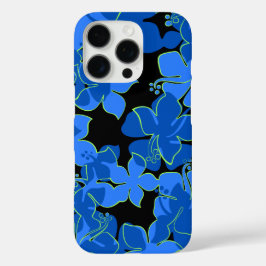Hanalei Hawaiian Hibiscus Floral Blue iPhone 16 Pro Hoesje