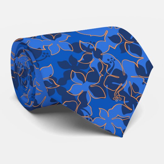 Hanalei Hawaiian Hibiscus Floral tweezijdig bedruk Stropdas (Opgerold)