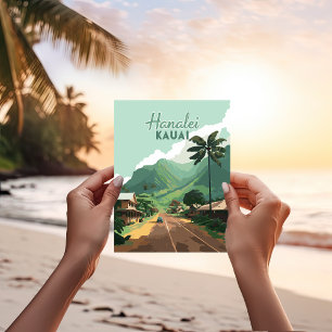 Hanalei Kauai Hawaii Bay Mountains Groen Briefkaart