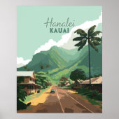 Hanalei Kauai Hawaii Bay Mountains Groen Poster (Voorkant)