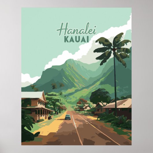 Hanalei Kauai Hawaii Bay Mountains Groen Poster (Voorkant)