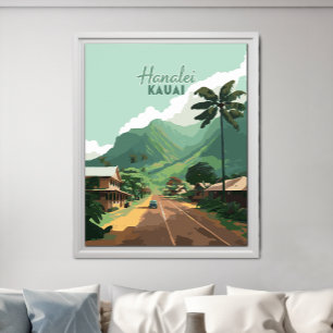 Hanalei Kauai Hawaii Bay Mountains Groen Poster