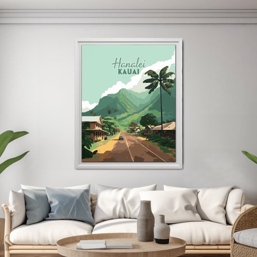 Hanalei Kauai Hawaii Bay Mountains Groen Poster