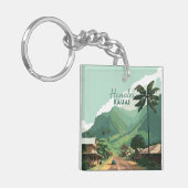 Hanalei Kauai Hawaii Bay Mountains Groen Sleutelhanger (Voorkant Links)