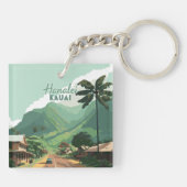 Hanalei Kauai Hawaii Bay Mountains Groen Sleutelhanger (Achterkant)
