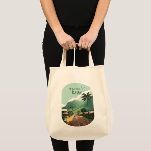 Hanalei Kauai Hawaii Bay Mountains Groen Tote Bag (Voorkant (product))