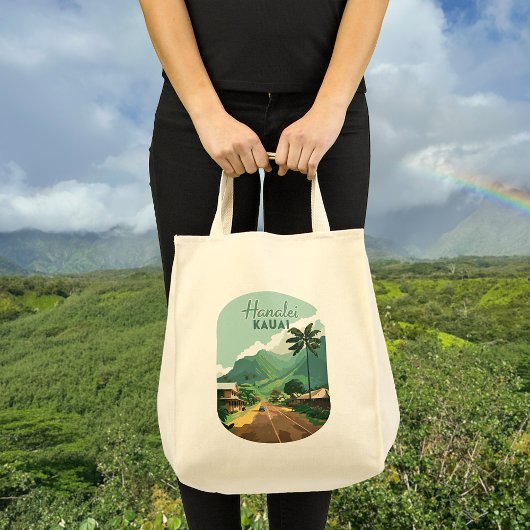 Hanalei Kauai Hawaii Bay Mountains Groen Tote Bag