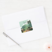 Hanalei Kauai Hawaii Bay Mountains Groen Vierkante Sticker (Envelop)