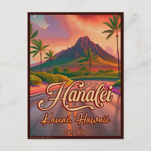 Hanalei Kauai Hawaii Retro Volcano Road, jaren 50 Briefkaart (Voorkant)