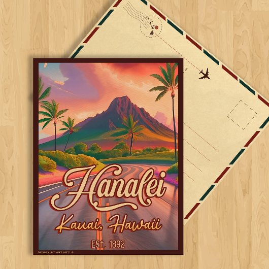 Hanalei Kauai Hawaii Retro Volcano Road, jaren 50 Briefkaart