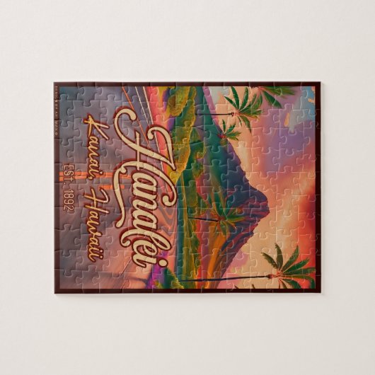 Hanalei Kauai Hawaii Retro Volcano Road, jaren 50 Legpuzzel (Horizontaal)