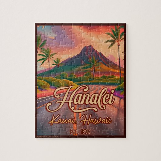 Hanalei Kauai Hawaii Retro Volcano Road, jaren 50 Legpuzzel (Verticaal)