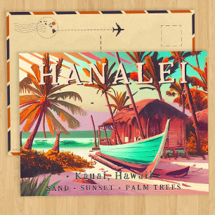 Hanalei Kauai Hawaii tropische zonsondergang palm Briefkaart
