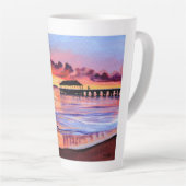 Hanalei Pier Sunset Kauai Beach Latte Mok (Rechterhoek)