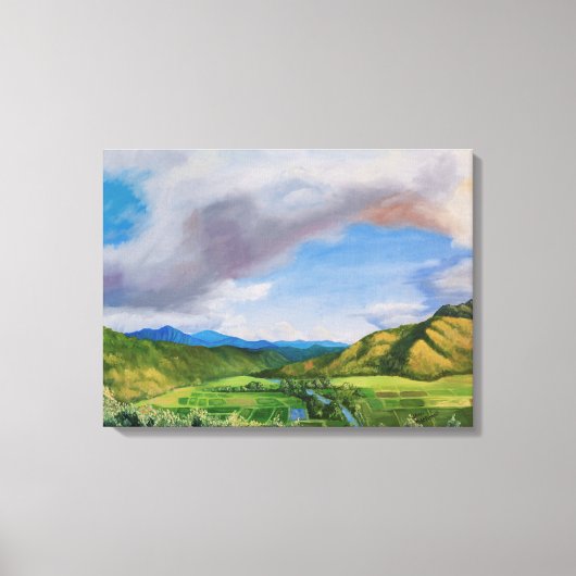 Hanalei Valley Hawaii Oil Painting Canvas Afdruk (Voorkant)