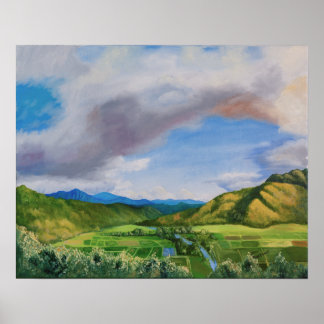 Hanalei Valley Hawaii Oil Painting Poster