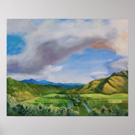 Hanalei Valley Hawaii Oil Painting Poster (Voorkant)