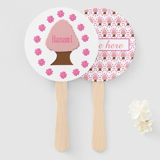 Hanami Japanse Cherry Tree gepersonaliseerd Handwaaier (Voorkant en achterkant)