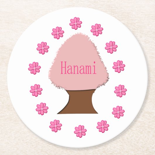Hanami Japanse Cherry Tree Ronde Kartonnen Onderzetter (Voorkant)