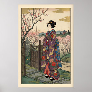 Hanami Maiko Print Vintage Bloem Kimono