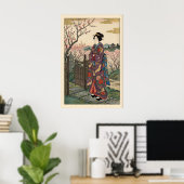 Hanami Maiko Print Vintage Bloem Kimono (Thuiskantoor)