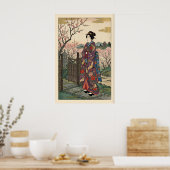 Hanami Maiko Print Vintage Bloem Kimono (Keuken)