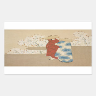 Hanami-seizoen Kamisaka Sekka japan-schilderkunst Rechthoekige Sticker