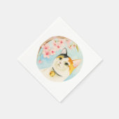 Hanami | Waterverf Calico Cat en Cherry Blossom Servet (Hoek)