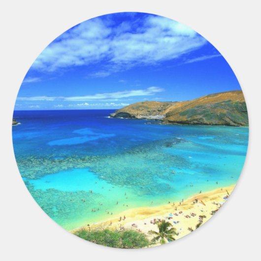 Hanauma Bay Beach Aloha! Ronde Sticker (Voorkant)