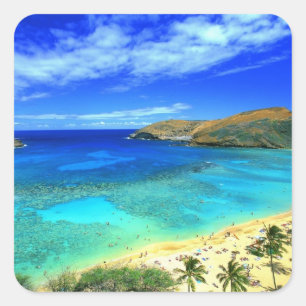 Hanauma Bay Beach Aloha! Vierkante Sticker
