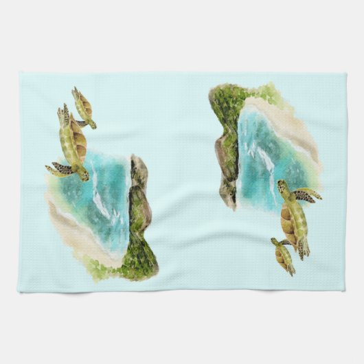 Hanauma Bay Groene zee schildpad Theedoek (Horizontaal)