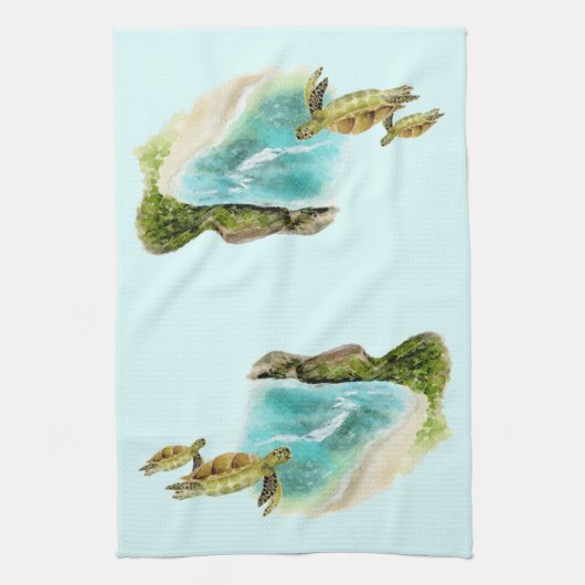Hanauma Bay Groene zee schildpad Theedoek (Verticaal)