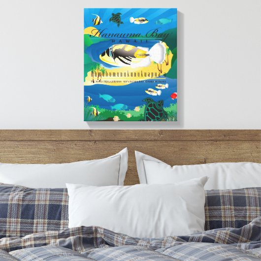 Hanauma Bay Hawaï - Humuhumunukunukuapua'a Canvas Afdruk (Insitu (Slaapkamer))