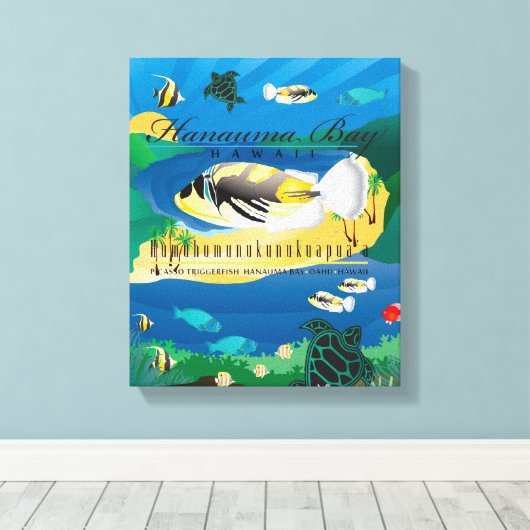 Hanauma Bay Hawaï - Humuhumunukunukuapua'a Canvas Afdruk (Insitu (Houten vloer))
